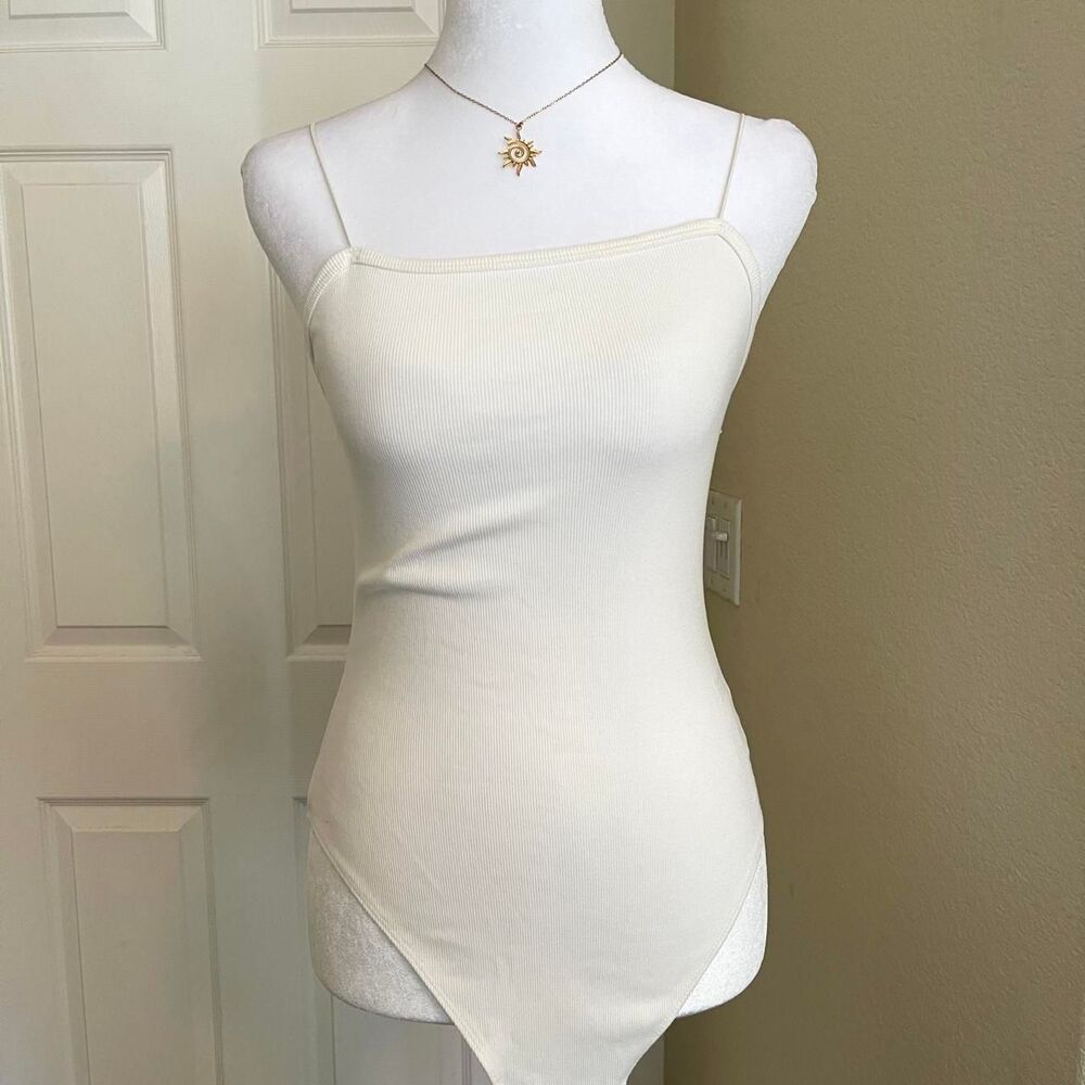 Wild Fable white ribbed tank top bodysuit - size small